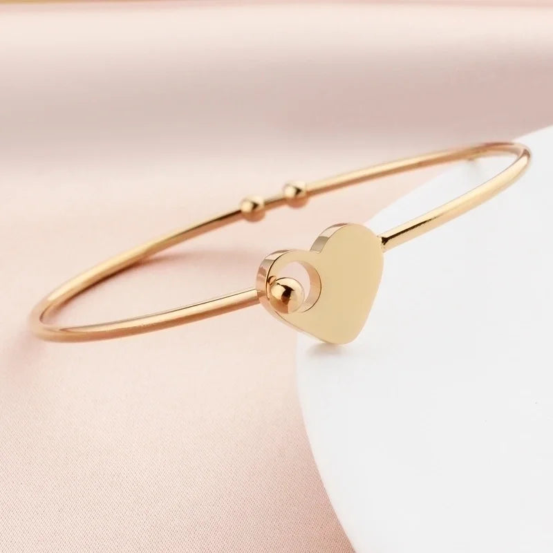 Locking Bangle Heart Bracelet