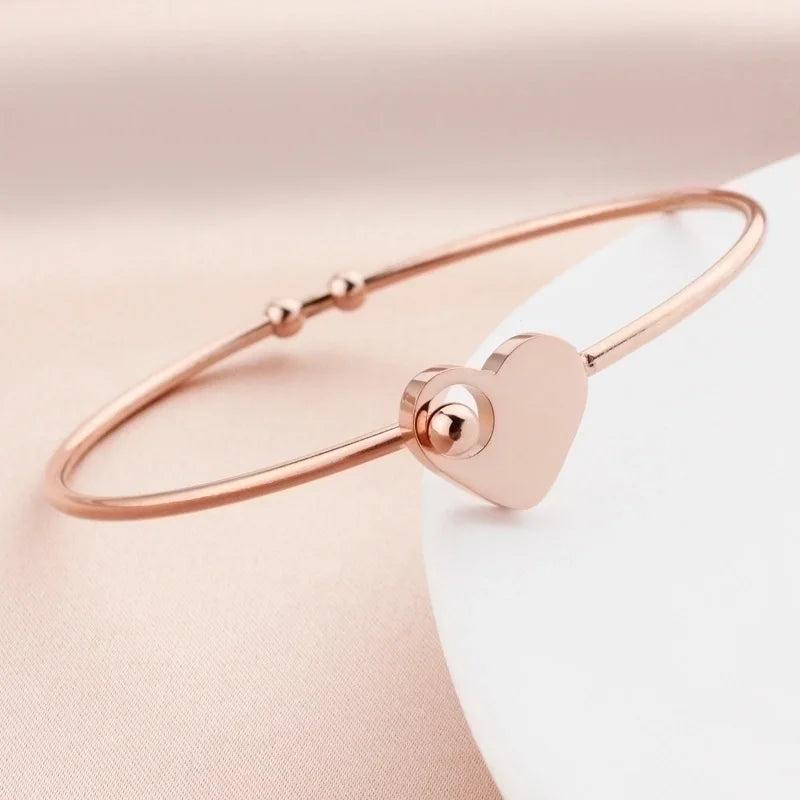 Locking Bangle Heart Bracelet