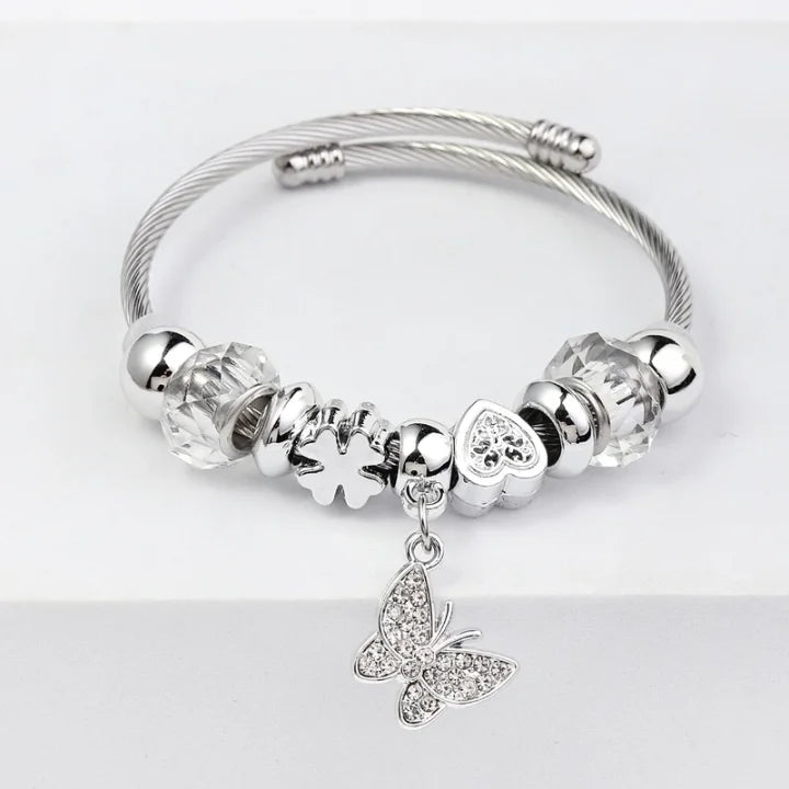 Bangle with Charms - Butterfly Clear