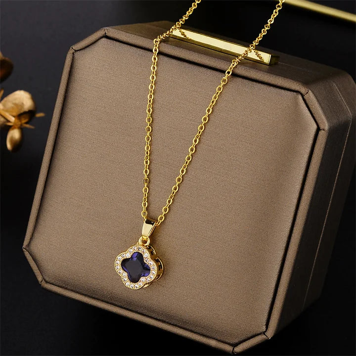 Clover Necklace Purple